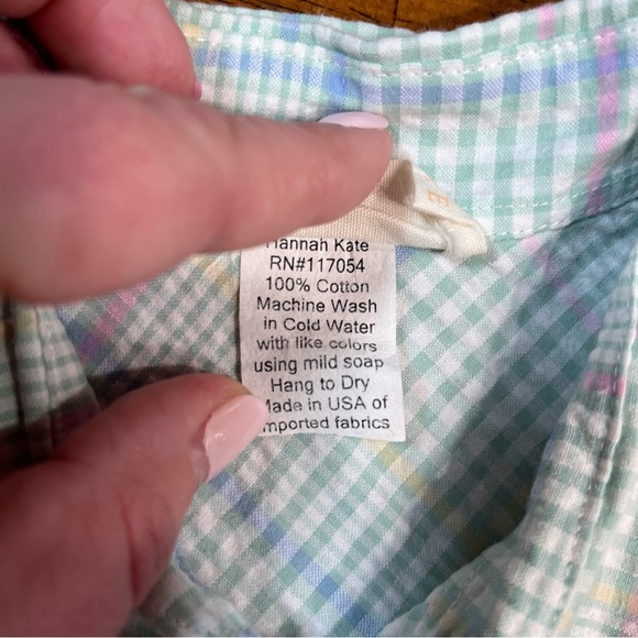 Hannah Kate boys pastel green button down 100% cotton shirt no size tag fits 10 - Picture 4 of 8
